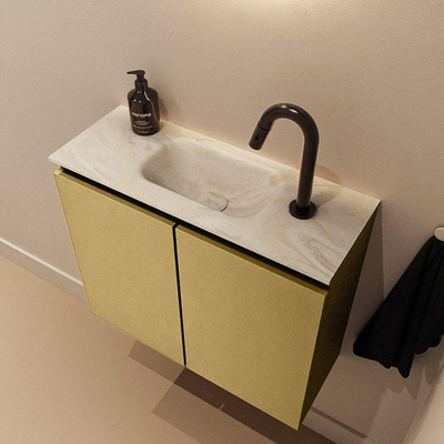 MONDIAZ TURE-DLUX Meuble de toilettes 60 cm Oro. Lavabo EDEN Ostra position milieu. Avec 1 trou de robinet.