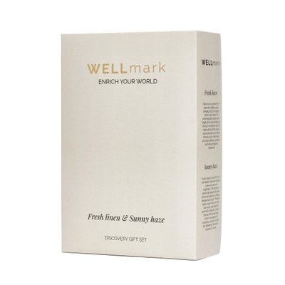 Wellmark Discover coffret cadeau - savon liquide et bougie parfumée - linge frais - verre clair