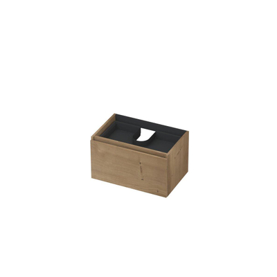 INK Wastafelonderkast - 70x45x40cm - 1 lade - greeploos - met houten keerlijst - MDF - Ash grey