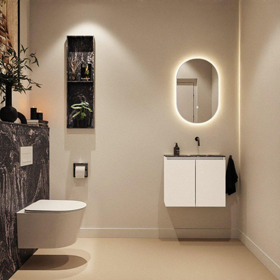 MONDIAZ TURE-DLUX 60cm toiletmeubel Talc. EDEN wastafel Lava positie rechts. Zonder kraangat.