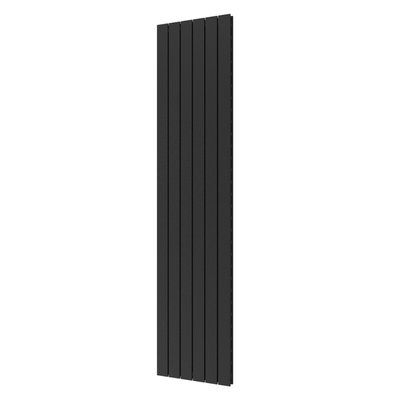 Plieger Cavallino Retto designradiator verticaal dubbel middenaansluiting 2000x450mm 1287W zwart grafiet (black graphite)