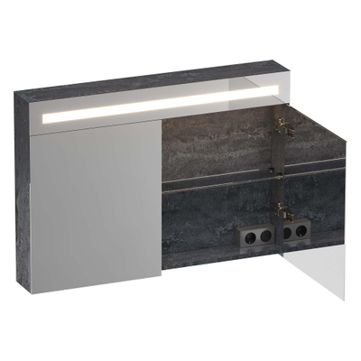 BRAUER Promise Deluxe armoire de toilette - 100x70x15cm - avec éclairage direct - 2 portes miroir double face - Damascus