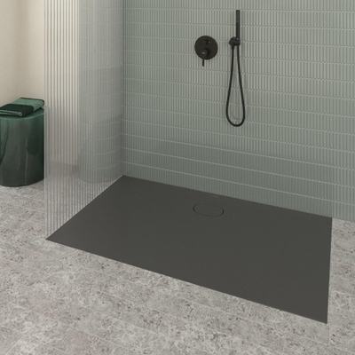 Villeroy & Boch Ecora douchebak - 140x80x3.5cm - afvoer lange zijde - anthracite (antraciet)