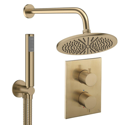 Crosswater MPRO inbouw regendoucheset – Ø30 cm hoofddouche – staafhanddouche – 2 hendels – messing geborsteld