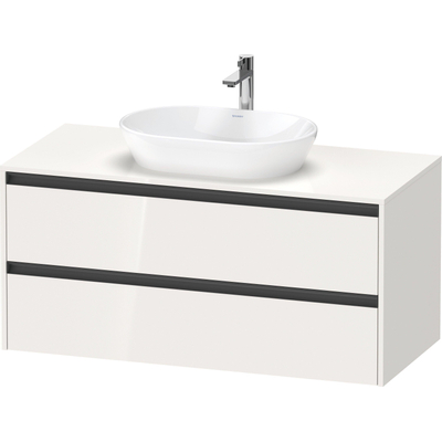 Duravit ketho 2 meuble sous lavabo avec plaque console et 2 tiroirs 120x55x56.8cm avec poignées anthracite blanc brillant