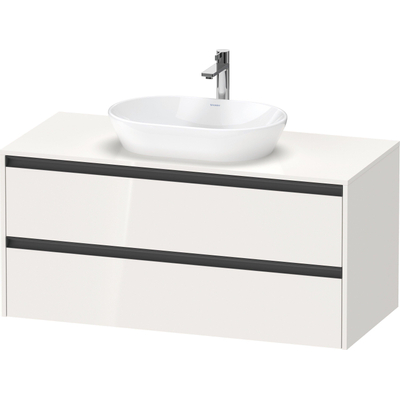 Duravit Ketho.2 Wastafelonderbouwkast - inclusief consoleplaat - met 2 laden - 120x55x56.8cm - met handgrepen antraciet - hoogglans wit