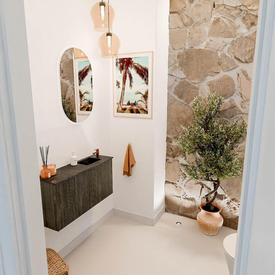 Mondiaz JOYA-DLUX 80cm toiletmeubel - kleur Shadow - Wastafel FAYE positie Rechts 1 kraangat kleur Lava.