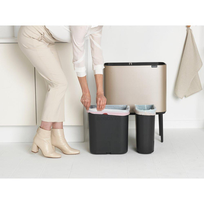 Brabantia Bo Touch Bin Afvalemmer - 11+23 liter - 2 kunststof binnenemmers - metallic gold