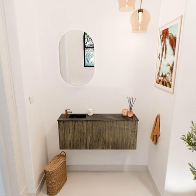 Mondiaz JOYA-DLUX 100cm toiletmeubel - kleur Dusk - Wastafel FAYE positie Links 1 kraangat kleur Lava.