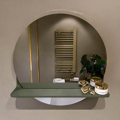 Mondiaz SPOT Miroir de salle de bains - rond 50cm - tablette de miroir - couleur Army