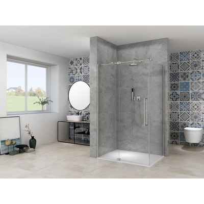 Van Rijn Products ST08 Paroi fixe - 110x200cm - verre transparent - épaisseur 8mm - profil mural - inox