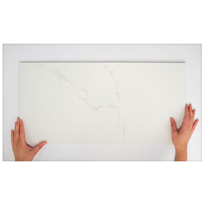 Terravito Alpuro carreau mural et de sol - 30x60cm - 9mm - Rectangulaire - rectifié - effet marbre - blanc/noir mat