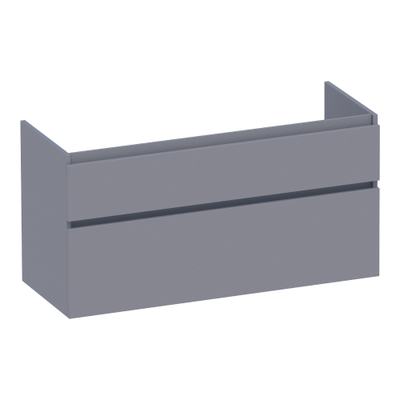 BRAUER Delight meuble sous-lavabo - 120x46x60cm - 2 tiroirs softclose - sans poignées - 2 découpes pour siphon - gris mat
