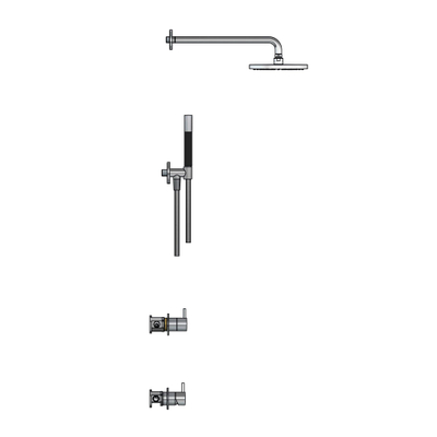 Hotbath Cobber IBS21 Ensemble encastré complet - mitigeur de douche - 2 fonctions - inverseur - bras mural 35 cm - douche de tête ronde 20 cm - douchette à main barre - chromé