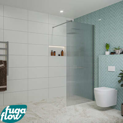 FugaFlow Eccelente Vetro inloopdouche badkamer - 90x200cm - ribbelglas - wandarm - chroom -