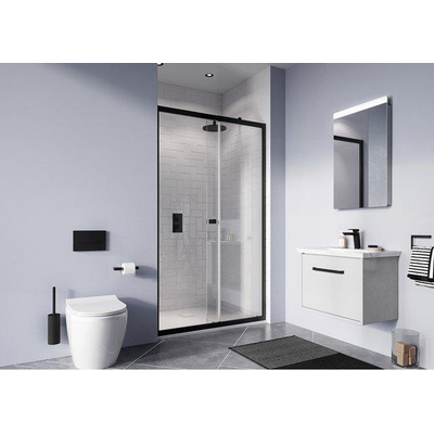 Crosswater Clear 6 Schuifdeur - 150x195cm - 8mm - helder veiligheidsglas - mat zwart profiel - mat zwart