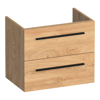 BRAUER Trust meuble sous-lavabo peu profond 60 sans poignées rapportées 2 tiroirs à fermeture douce et 1 découpe pour siphon - Forest Tan