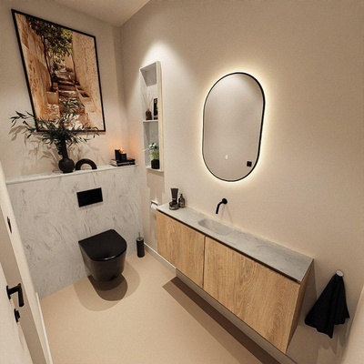 MONDIAZ TURE-DLUX 120cm toiletmeubel Washed Oak. EDEN wastafel Opalo positie midden. Zonder kraangat.