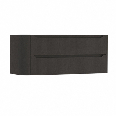 H&R Badmeubelen Juice Wastafelonderkast - 120x45x50cm - linkerhoek afgerond - 2 lades - geïntegreerde greep - basalt