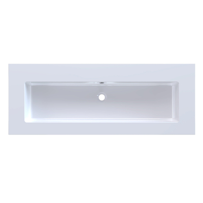 Arcqua Mira Inbouw Wastafel - 121x46x1.5cm - enkele wasbak - zonder kraangat - cast marble - glans wit
