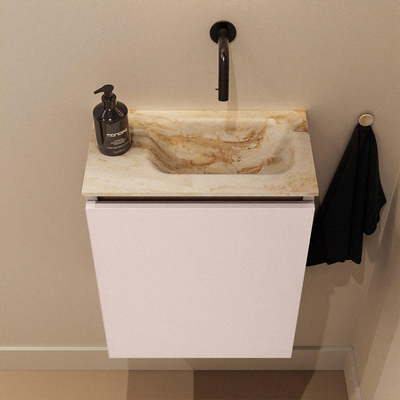 MONDIAZ TURE-DLUX Meuble toilette - 40cm - Rosee - EDEN - vasque Frappe - position droite - sans trou de robinet