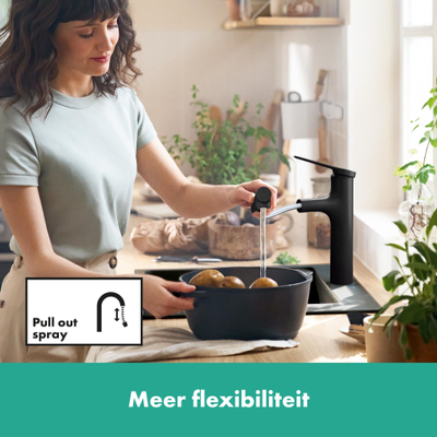 Hansgrohe Zesis m33 1 greeps keukenmengkraan - 160 met uittrekbare vuistdouche - 2jet - mat zwart