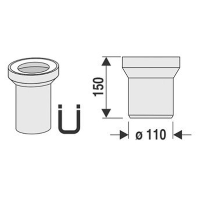 ABU raccord de WC droit 110x150mm blanc