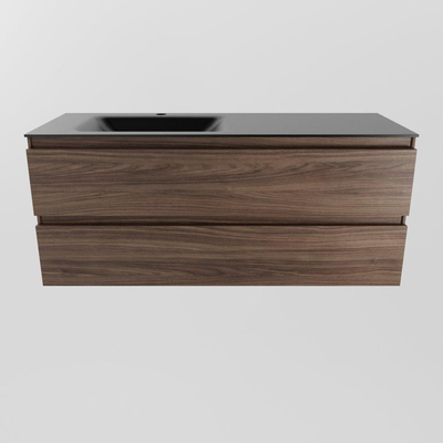 Mondiaz AIVY Ensemble de meuble - 120x45x50cm - 1 trou de robinet - 1 vasque Urban Solid surface - Gauche - 2 tiroirs - avec armoire de toilette - Melamine Mocha