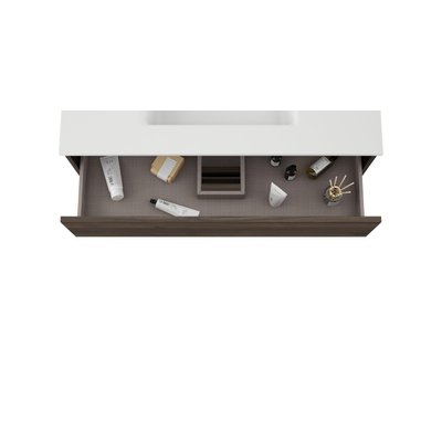 Adema Chaci Meuble sous-lavabo - 100cm - 2 tiroirs - sans poignées - tiroir intérieur lin - noyer (bois)