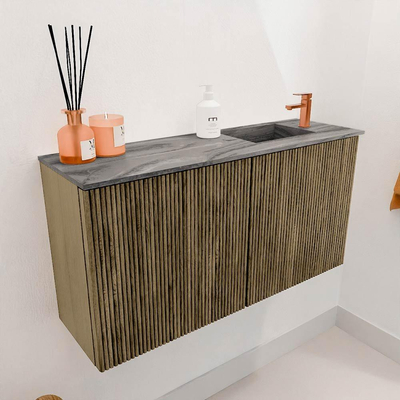 Mondiaz JOYA-DLUX Meuble de toilette 80cm - couleur Dusk - Vasque FAYE position Droite 1 trou de robinet couleur Sombra.