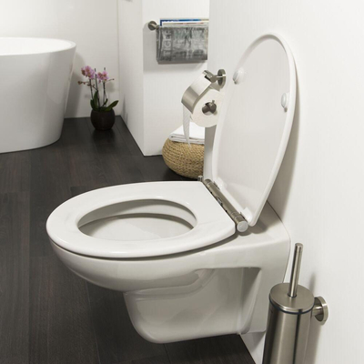 Tiger Boston Abattant de toilettes Softclose Duroplast Blanc/Inox 37x5.5x45cm
