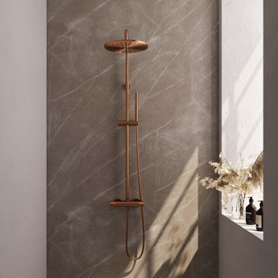 BRAUER Copper Carving opbouw regendoucheset – Ø30 cm hoofddouche – glijstang – staafhanddouche – glijstang 145 cm