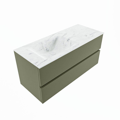 Mondiaz VICA-DLUX ensemble de meuble de salle de bain - 110cm - meuble sous-vasque armée - 2 tiroirs - lavabo encastré nuage gauche - sans trous de robinet - version haute de 60cm - opalo