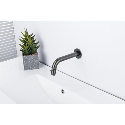 Fortifura Calvi Fonteinkraan - inbouw - uitloop - 19.5cm - inkortbaar - PVD - geborsteld gunmetal (antraciet)