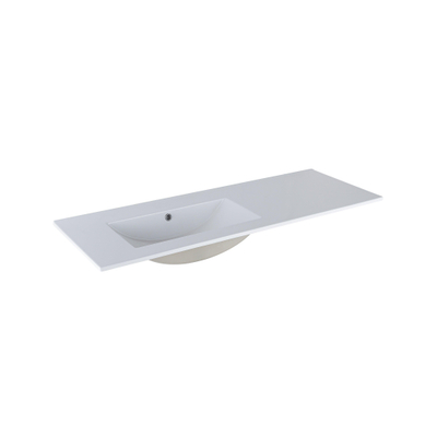 Saniclass Vygo Lavabo-meuble - 121x2x46cm - trop-plein - 1 bac à gauche - sans trous de robinet - céramique - blanc brillant