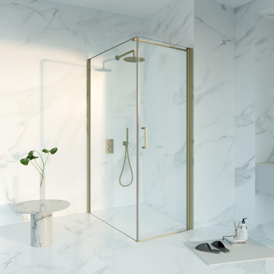 Fortifura Galeria Douchecabine - 70x120x200 - Profiel veiligheidsglas - anti kalk - Geborsteld Messing PVD (Goud)