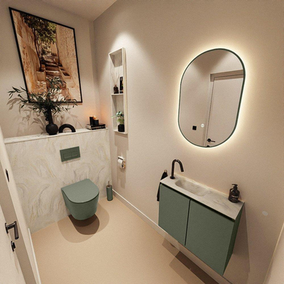 MONDIAZ TURE-DLUX 60cm toiletmeubel Army. EDEN wastafel Ostra positie links. Met 1 kraangat.