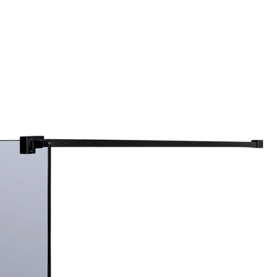 Wiesbaden Slim douche à l’italienne avec profilé noir mat et barre de stabilisation 90x200cm verre fumé 8mm