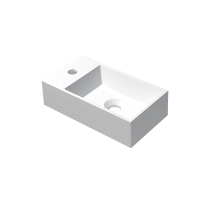 INK Contra Lavabo - 40x22x12cm - vasque à droite - 1 trou de robinet - polystone blanc mat