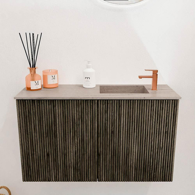Mondiaz JOYA-DLUX 70cm toiletmeubel - kleur Shadow - Wastafel FAYE positie Rechts 1 kraangat kleur Saba.
