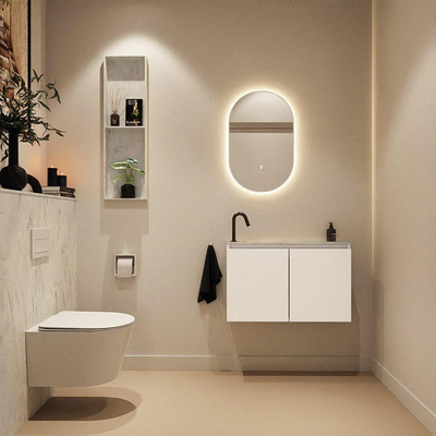 MONDIAZ TURE-DLUX 80cm toiletmeubel Talc. EDEN wastafel Opalo positie links. Met 1 kraangat.