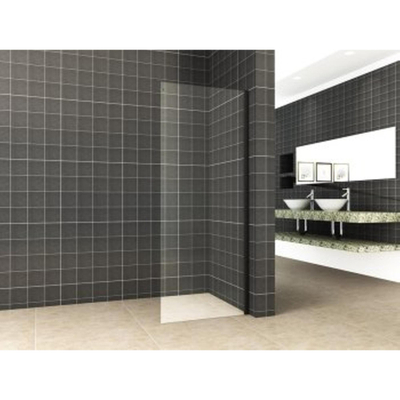 Wiesbaden Side Zijwand - voor nis schuifdeur - 100x200cm - 8mm - nano helder glas - mat zwart