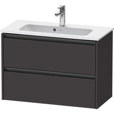 Duravit Ketho.2 Wastafelonderbouwkast - met 2 laden - 81x39x54.9cm - met grepen antraciet - grafiet supermat