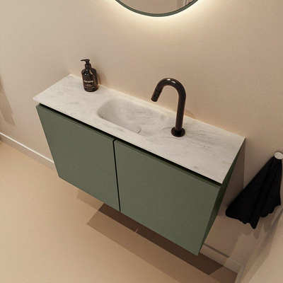 MONDIAZ TURE-DLUX 80cm toiletmeubel Army. EDEN wastafel Opalo positie midden. Met 1 kraangat.