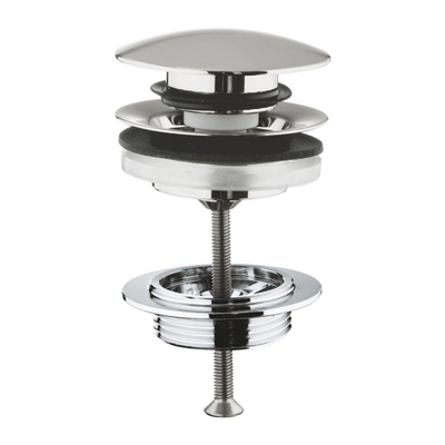Grohe Euro Fonteinset - 37x18cm - rechthoek - 1 kraangat - zonder overloop - gebogen kraan - sifon - afvoerplug - wit/Supersteel (RVS)