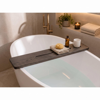 Saniclass Axess Planche de baignoire - 95x15cm - bois de chêne - chêne charcoal