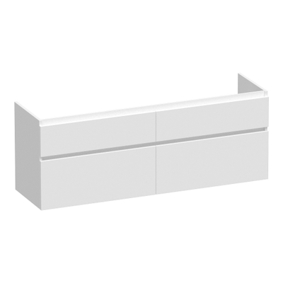 BRAUER Delight meuble sous-lavabo - 160x46x60cm - 4 tiroirs à fermeture douce - sans poignées - 2 découpes pour siphon - blanc mat