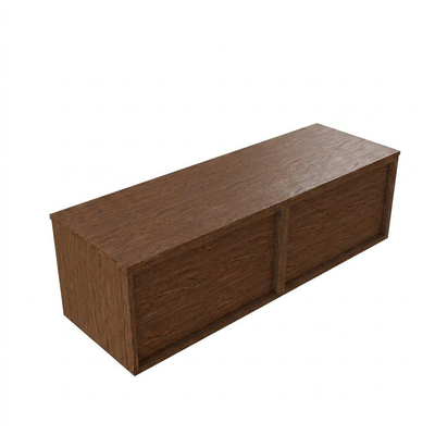 Saniclass Holz Frame Badkamermeubelset - 140x45x40cm - topblad - zonder kraangaten - 2 lades - Walnut pure