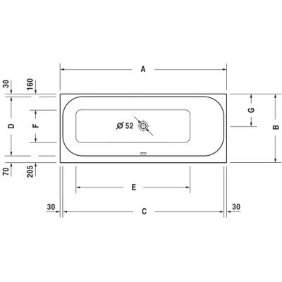 Duravit HappyD 2 baignoire encastrable en matière synthétique acrylique rectangulaire avec dossier à droite 160x70x46cm sans pieds blanc