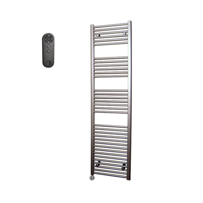 Sanicare HVS Elektrische Radiator - 172x60cm - 1127W - met afstandsbediening - thermostaat - chroom - linksonder - inox look (zilver)